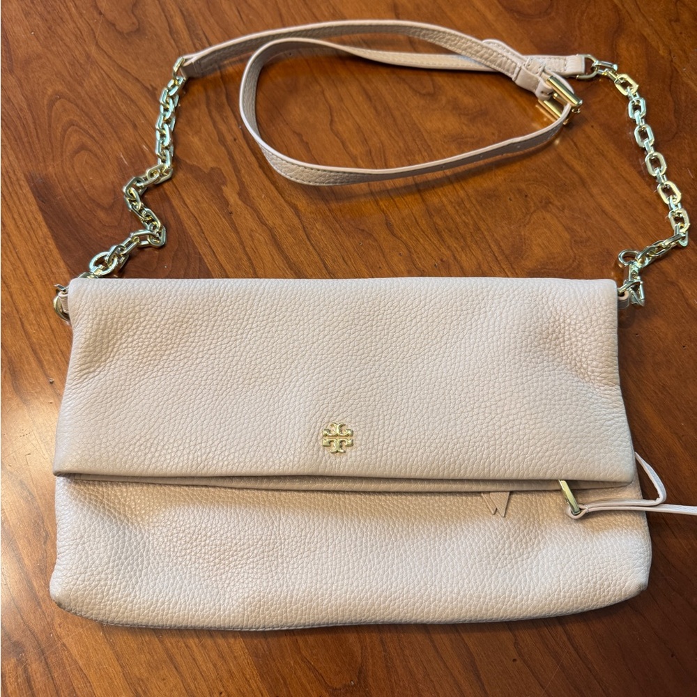 Tory Birch Foldover Crosssbody Purse in Light Pink